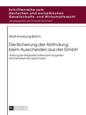 cover image of Die Sicherung der Abfindung beim Ausscheiden aus der GmbH